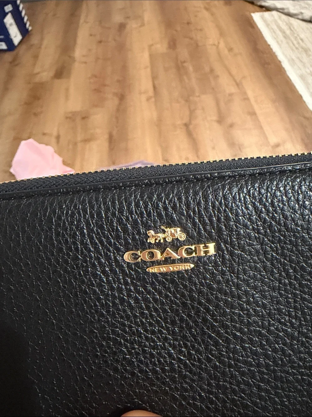 Coach Black Pebbled Leather Zip Wallet - Picture 8 of 9